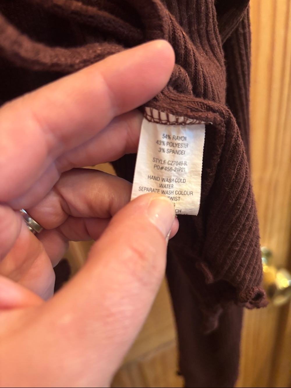 Tie-Front Ribbed Cardigan Sweater - Brown - Picture 10 of 10